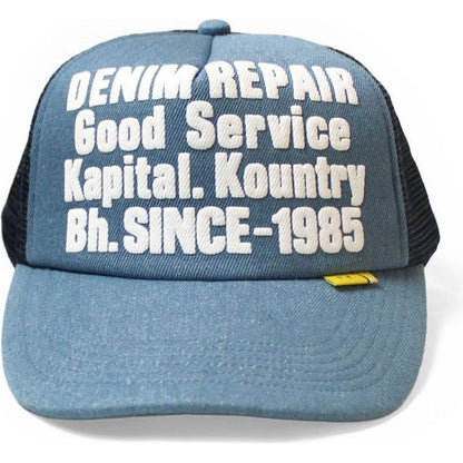 Kapital Denim Repair Service Print Denim Trucker Cap