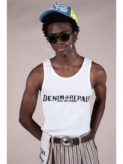 Kapital Denim Repair Service Print Denim Trucker Cap