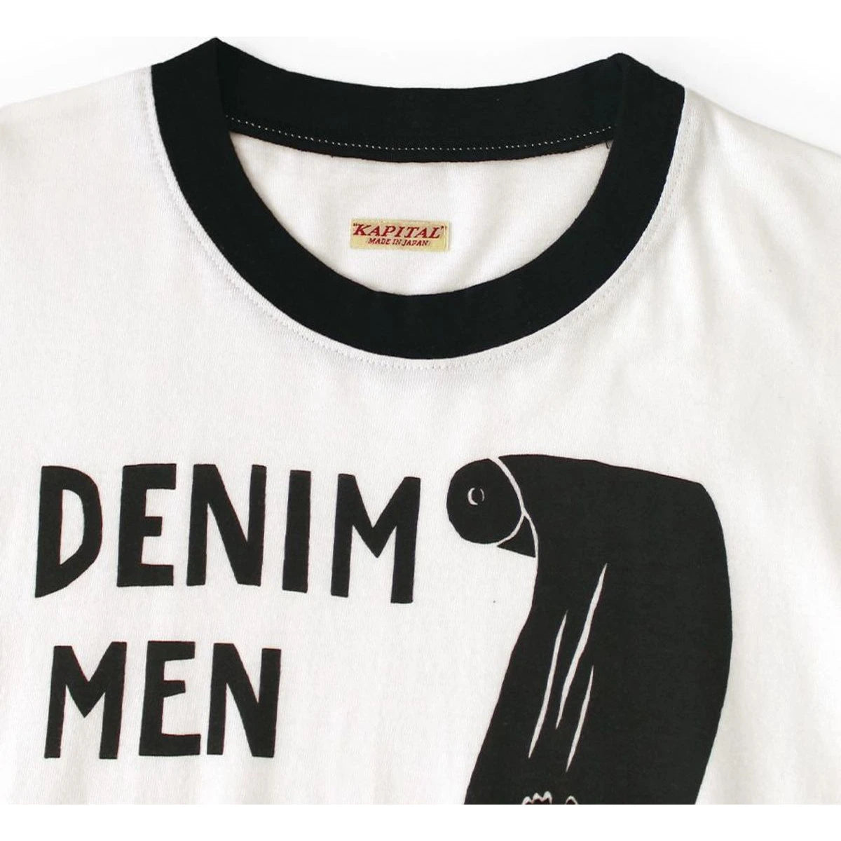 Kapital Denim Ringer T Shirt (Denim Men Love Cats Scratch Print)