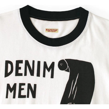 Kapital Denim Ringer T Shirt (Denim Men Love Cats Scratch Print)