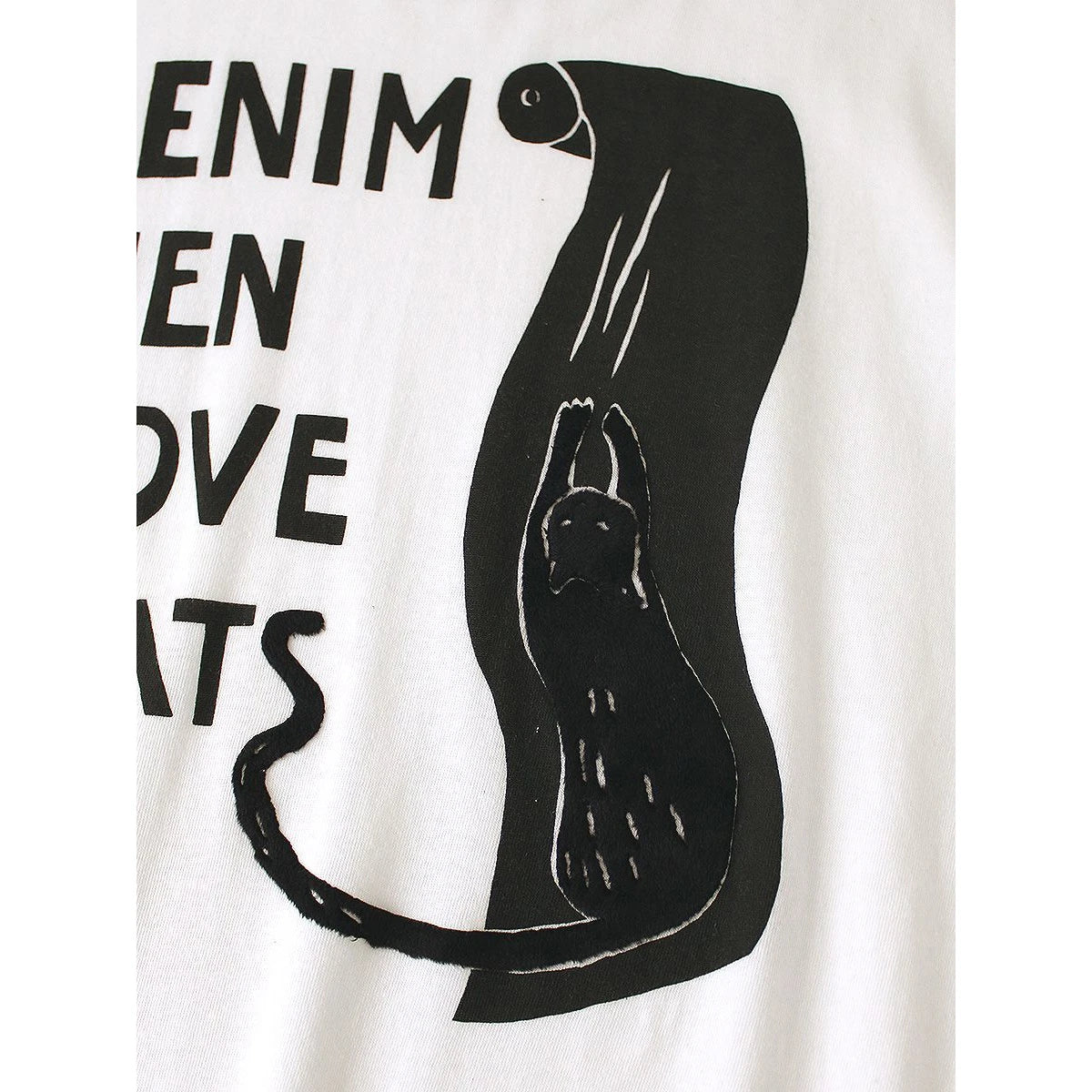 Kapital Denim Ringer T Shirt (Denim Men Love Cats Scratch Print)