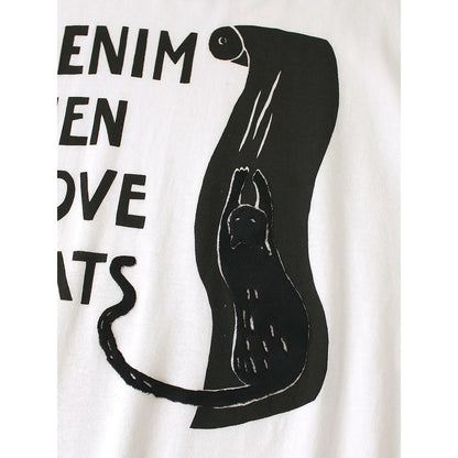 Kapital Denim Ringer T Shirt (Denim Men Love Cats Scratch Print)