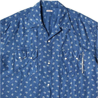 Kapital Dobby Stripe IDG Discharge Print Open Collar Western Big Shirt