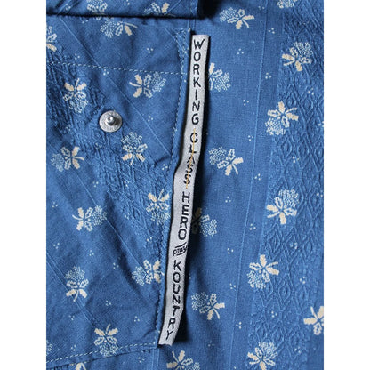 Kapital Dobby Stripe IDG Discharge Print Open Collar Western Big Shirt