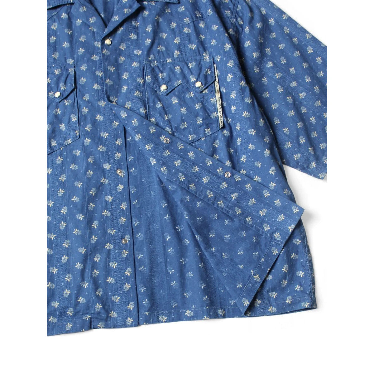 Kapital Dobby Stripe IDG Discharge Print Open Collar Western Big Shirt