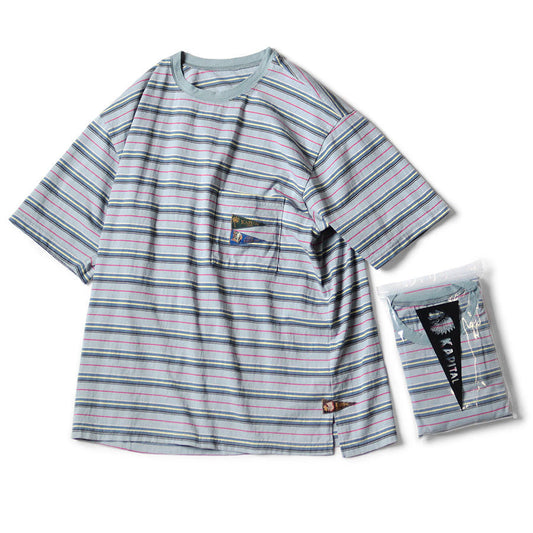 Kapital  Multi-Border Jersey Pennant T-Shirt (3 Flags)