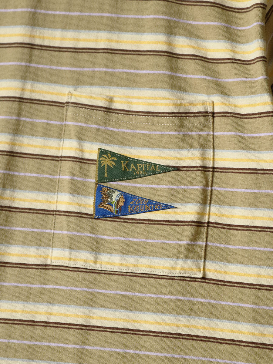 Kapital  Multi-Border Jersey Pennant T-Shirt (3 Flags)