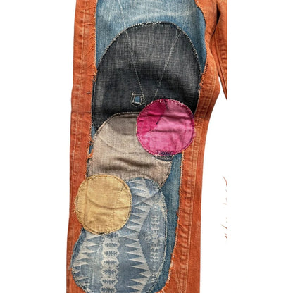 Kapital Faded Orange Selvedge Denim 5P Straight Leg (Patchwork)