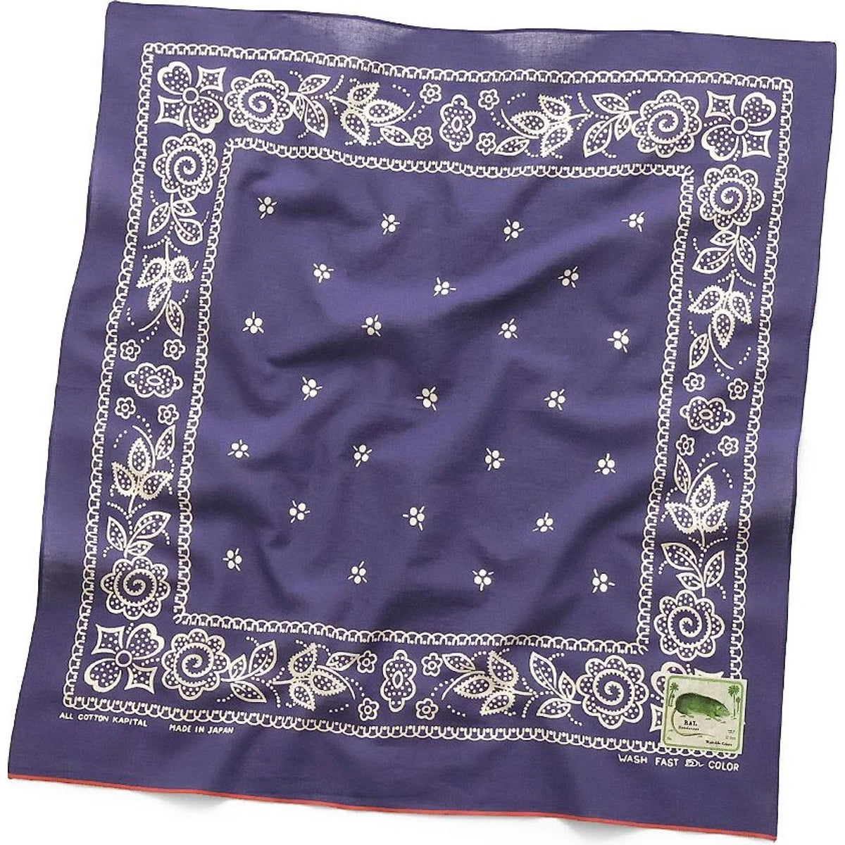 Kapital Fastcolor Selvedge Bandana (Escargot Flower) 20×20