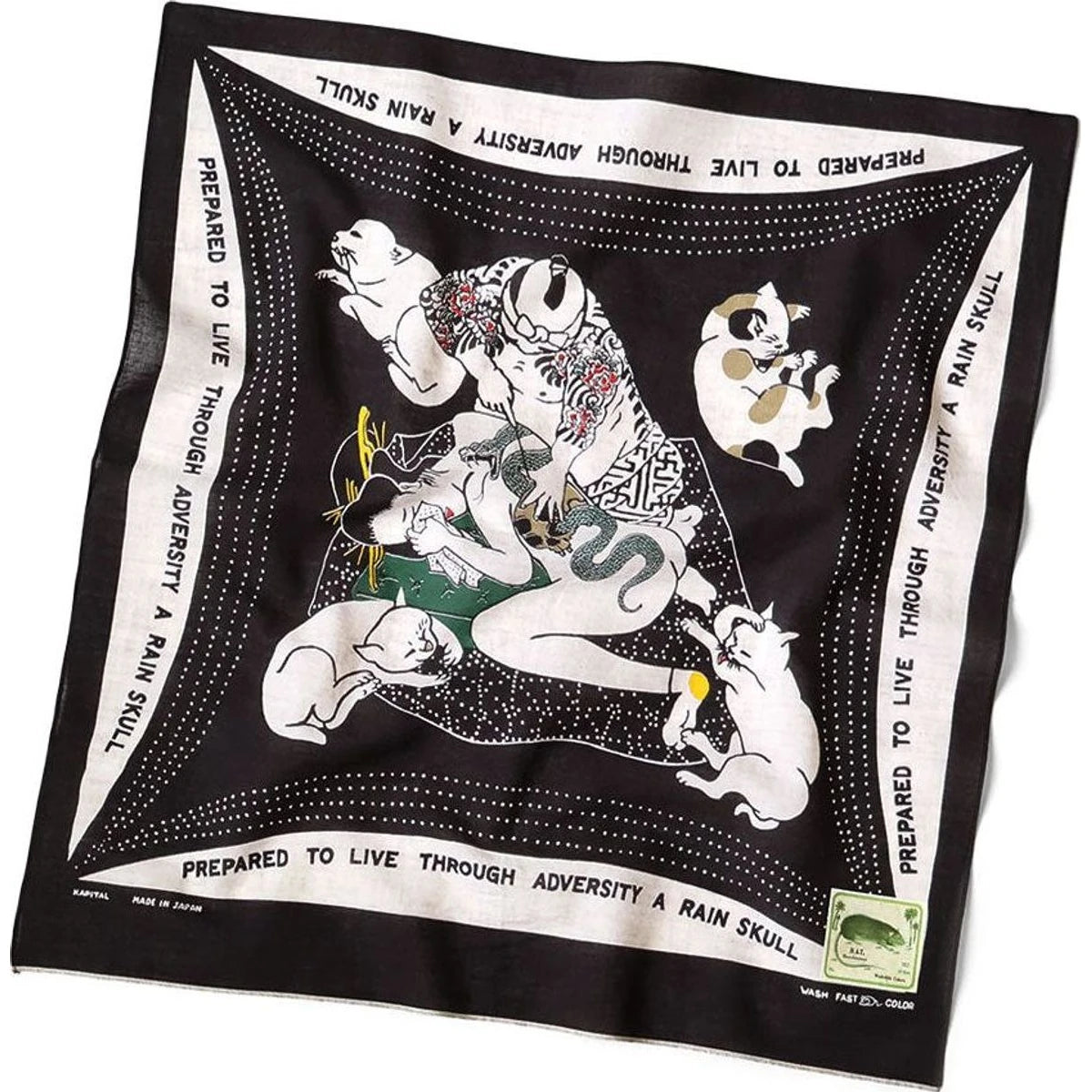 Kapital Fastcolor Selvedge Bandana (Rain Skull No Woman No Cry)