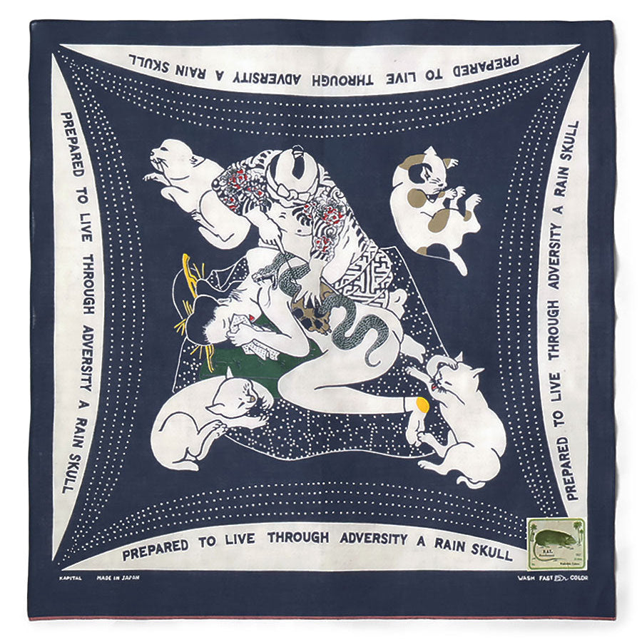 Kapital Fastcolor Selvedge Bandana (Rain Skull No Woman No Cry)