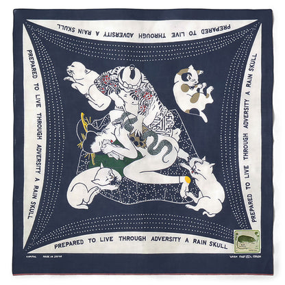 Kapital Fastcolor Selvedge Bandana (Rain Skull No Woman No Cry)