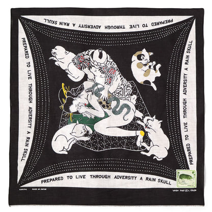 Kapital Fastcolor Selvedge Bandana (Rain Skull No Woman No Cry)