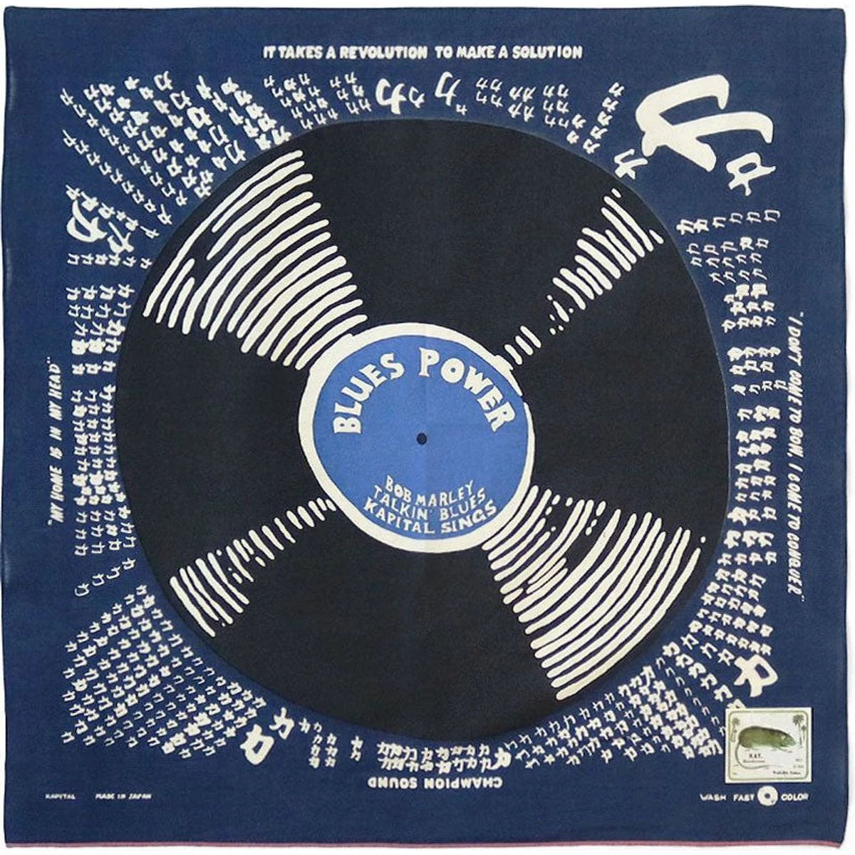 Kapital Fastcolor Selvedge Blue Power Record Bandana