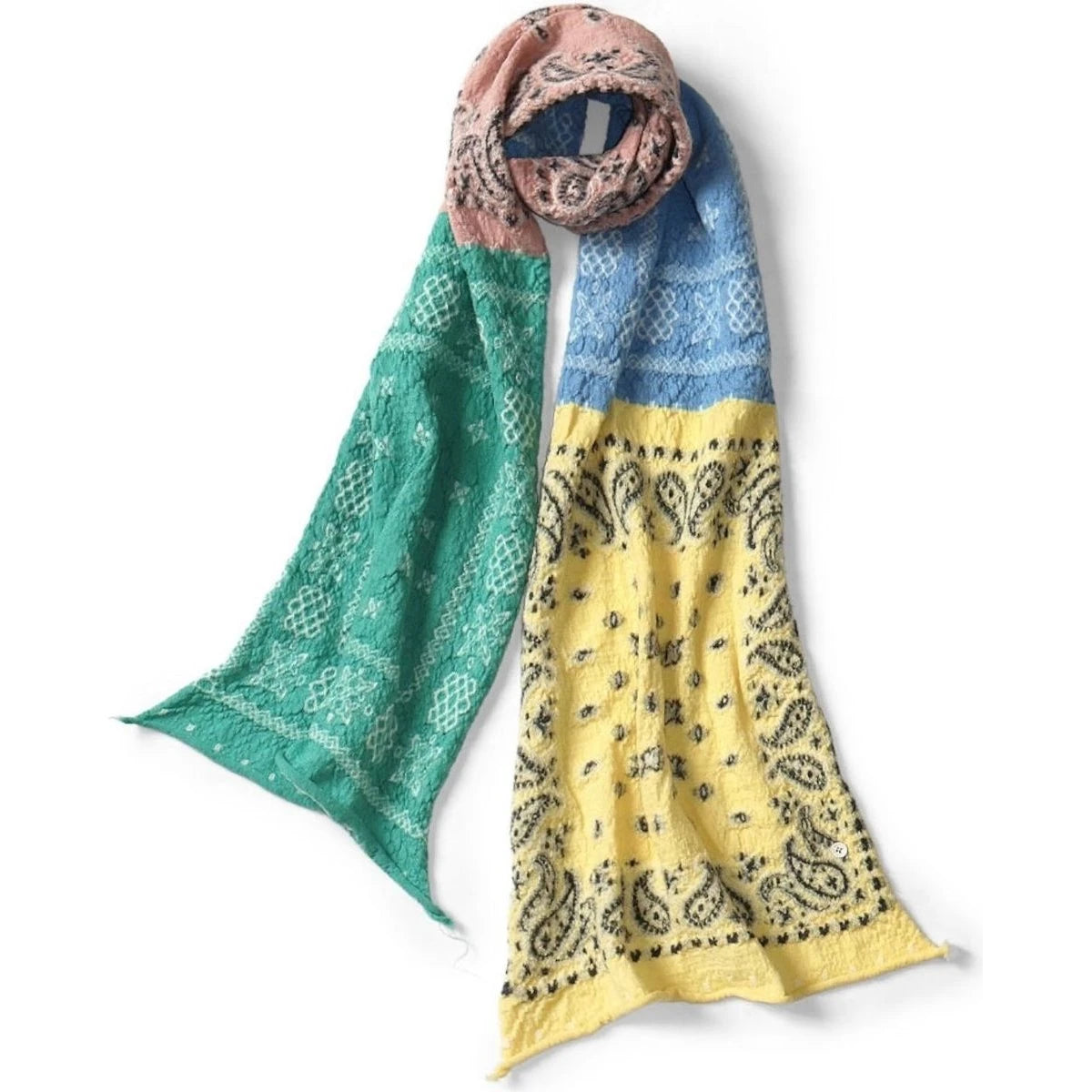 Kapital Felted Wool Pastel Bandana Cross Happy Scarf
