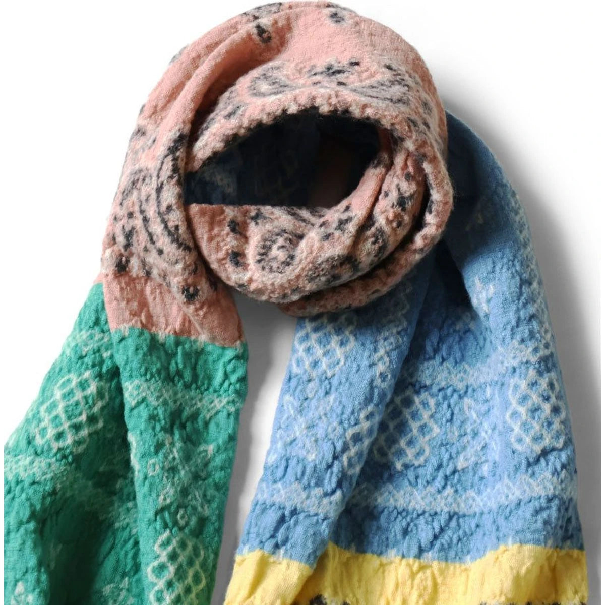 Kapital Felted Wool Pastel Bandana Cross Happy Scarf