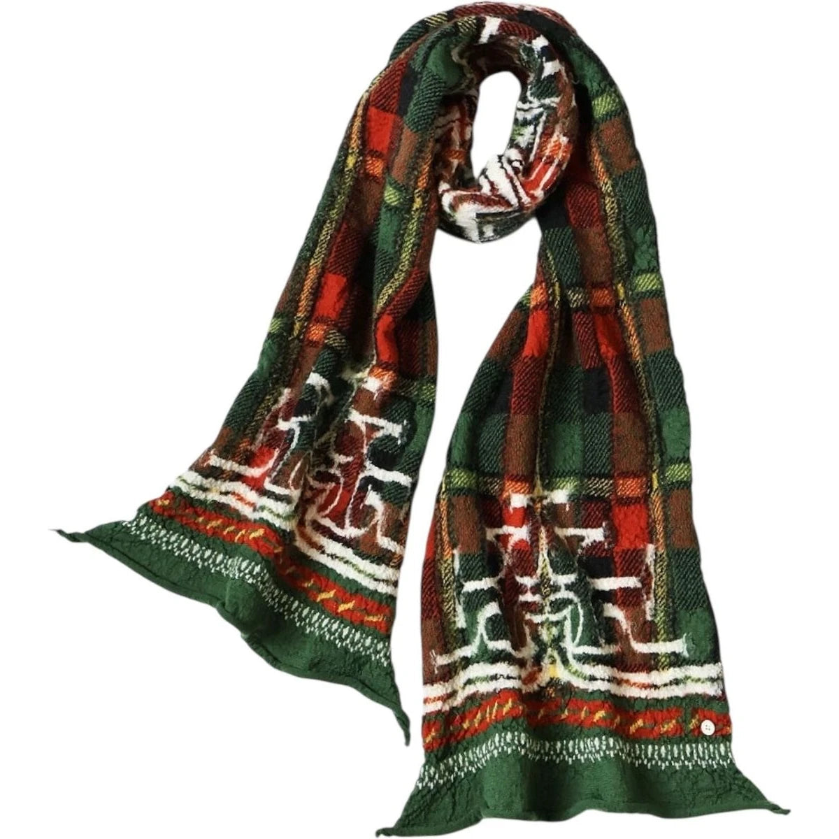 Kapital Felted Wool Tartan Ainu Happy Scarf