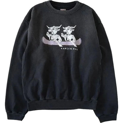 Kapital Fleece Crew Sweatshirt (`L` Longhorn Print)
