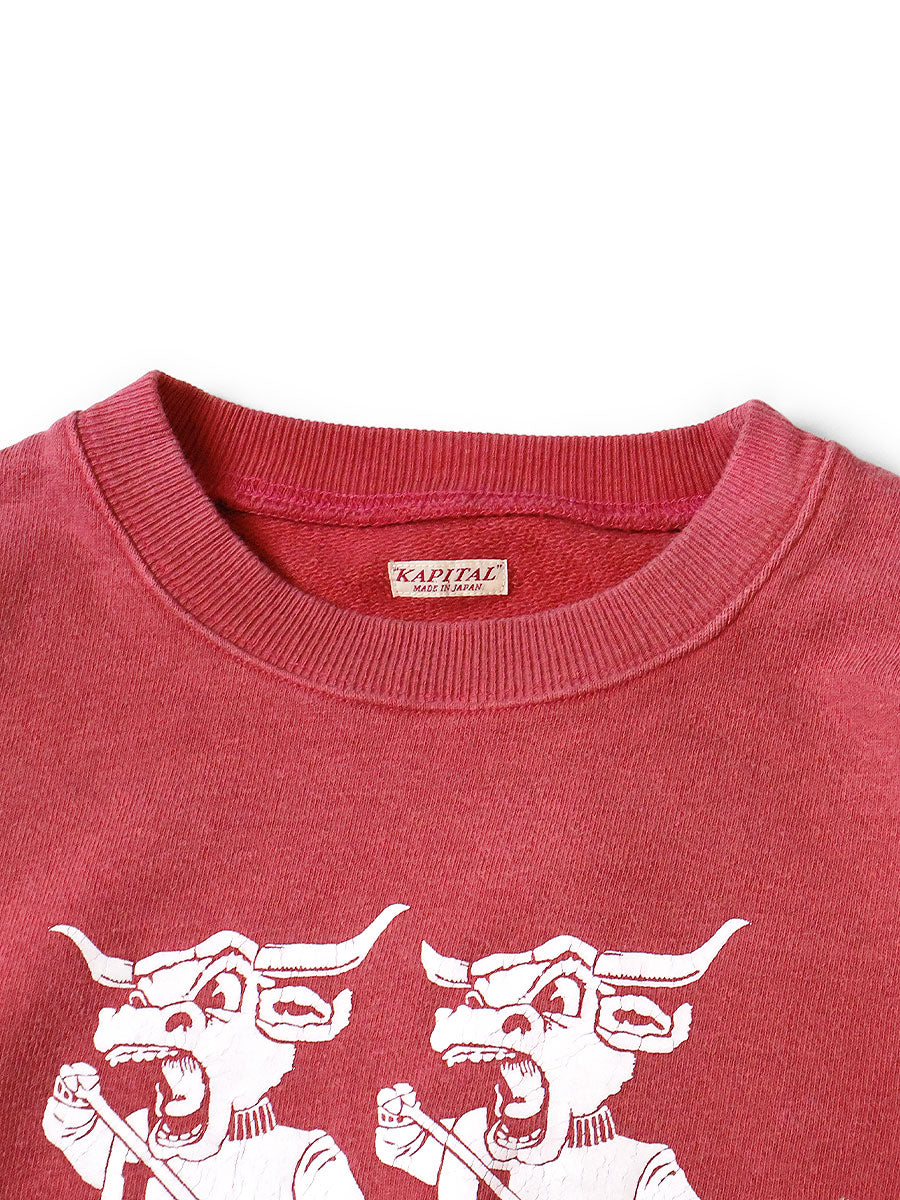 Kapital Fleece Crew Sweatshirt (`L` Longhorn Print)