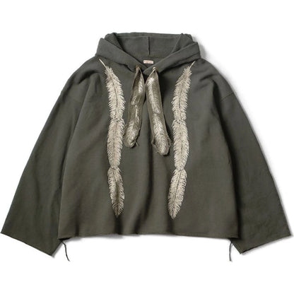Kapital Fleece Feather Cord Catfish Hood Sweatshirt (Feather Print)