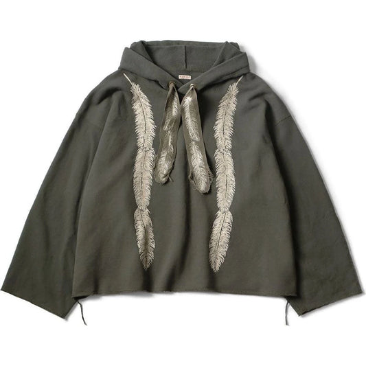 Kapital Fleece Feather Cord Catfish Hood Sweatshirt (Feather Print)