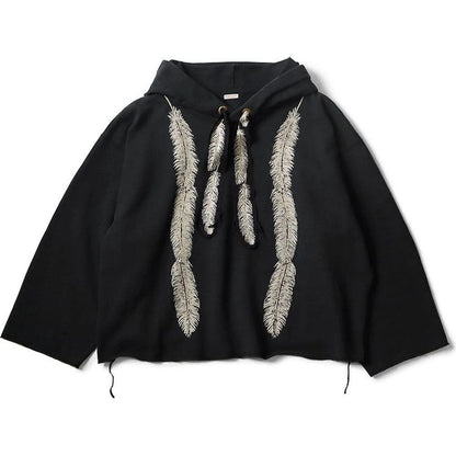Kapital Fleece Feather Cord Catfish Hood Sweatshirt (Feather Print)