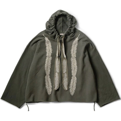 Kapital Fleece Feather Cord Catfish Hood Sweatshirt (Feather Print)
