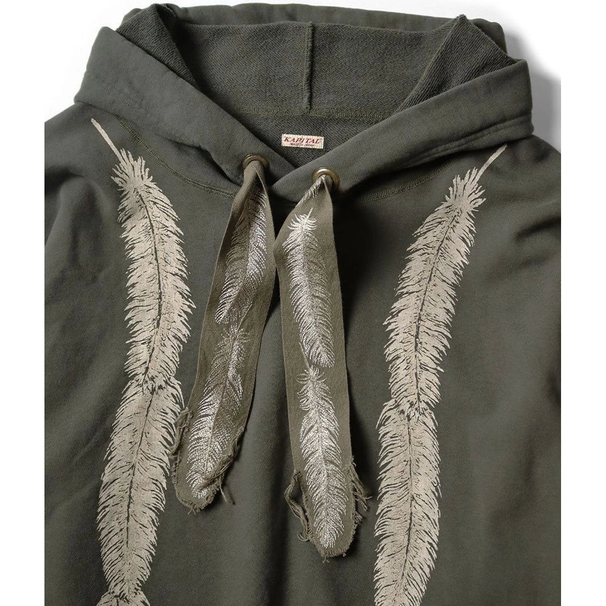 Kapital Fleece Feather Cord Catfish Hood Sweatshirt (Feather Print)