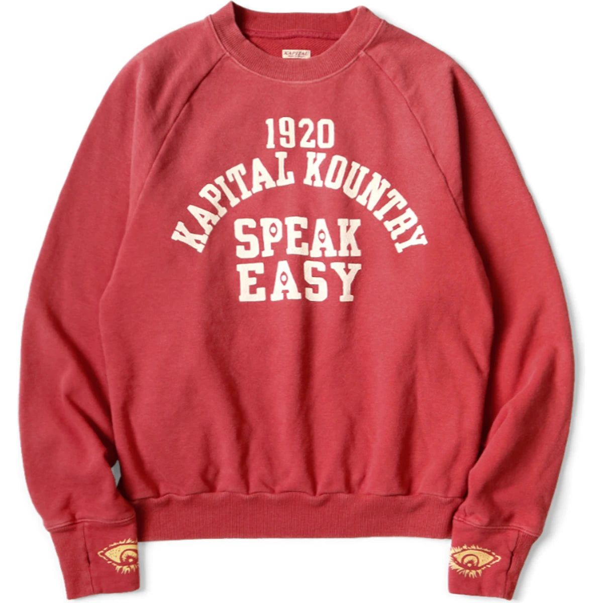 Kapital Fleece Raglan Crew Sweatshirt (Speakeasy College Print