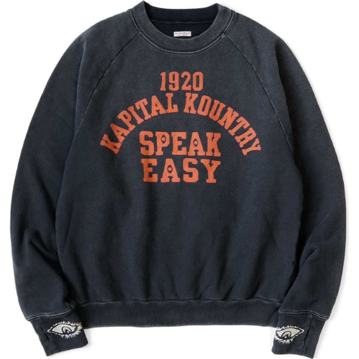 Kapital Fleece Raglan Crewneck Sweatshirt (Speakeasy College Print)