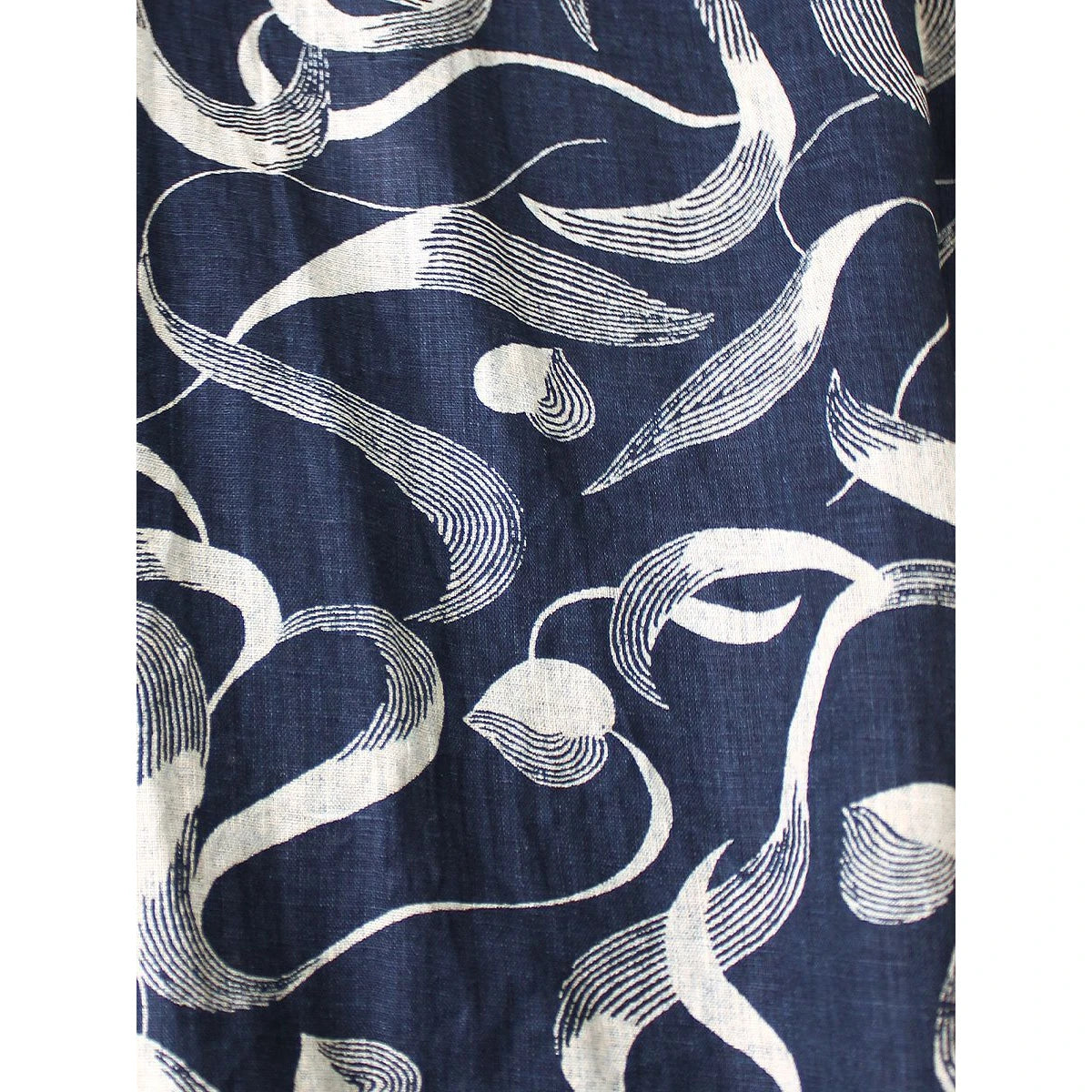 Kapital French Cross Linen Discharge Print Okra Pattern Short Sleeve Open Collar Shirt