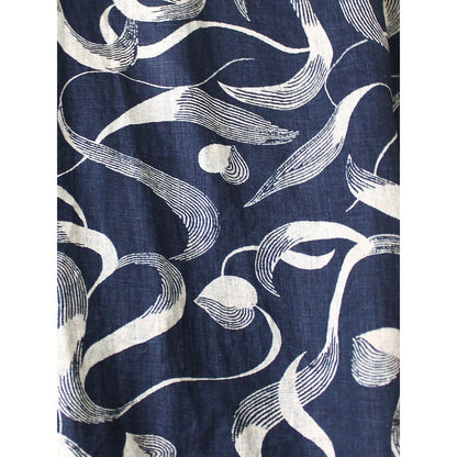 Kapital French Cross Linen Discharge Print Okra Pattern Short Sleeve Open Collar Shirt