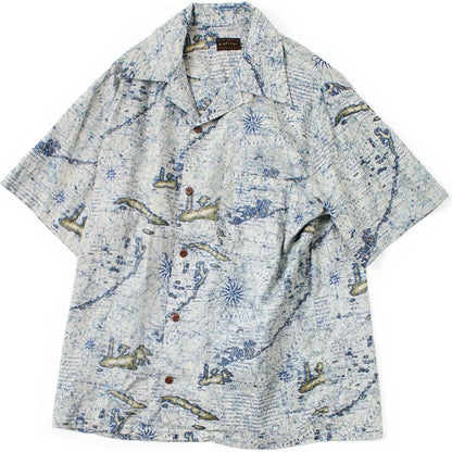 Kapital French Cross Linen Open Collar Shirt (Key West Discharge Print)
