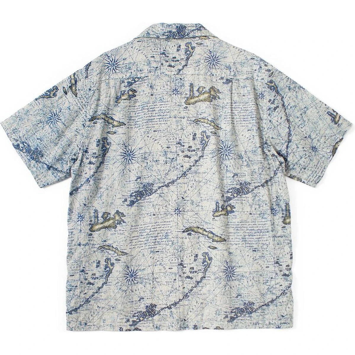 Kapital French Cross Linen Open Collar Shirt (Key West Discharge Print)