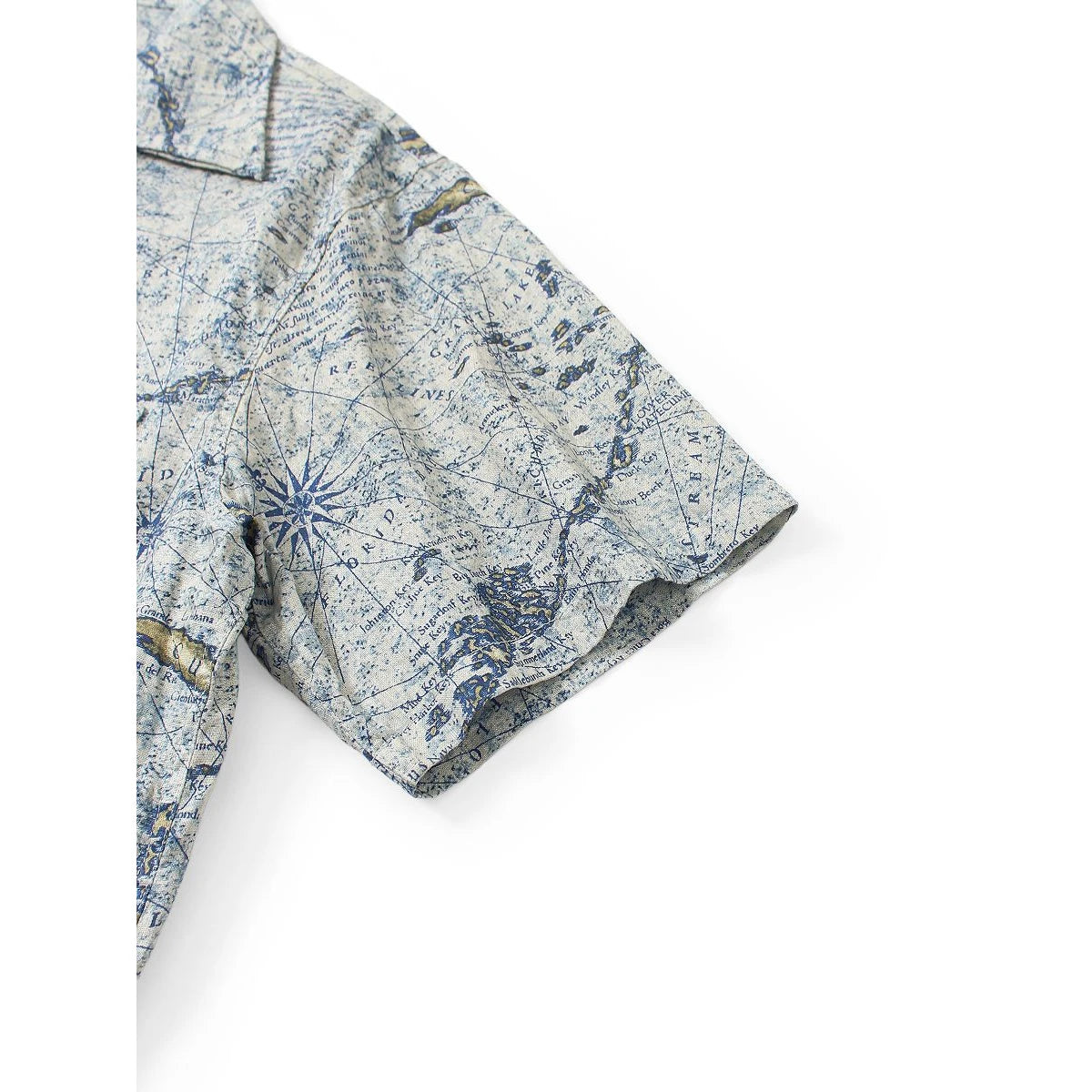 Kapital French Cross Linen Open Collar Shirt (Key West Discharge Print)