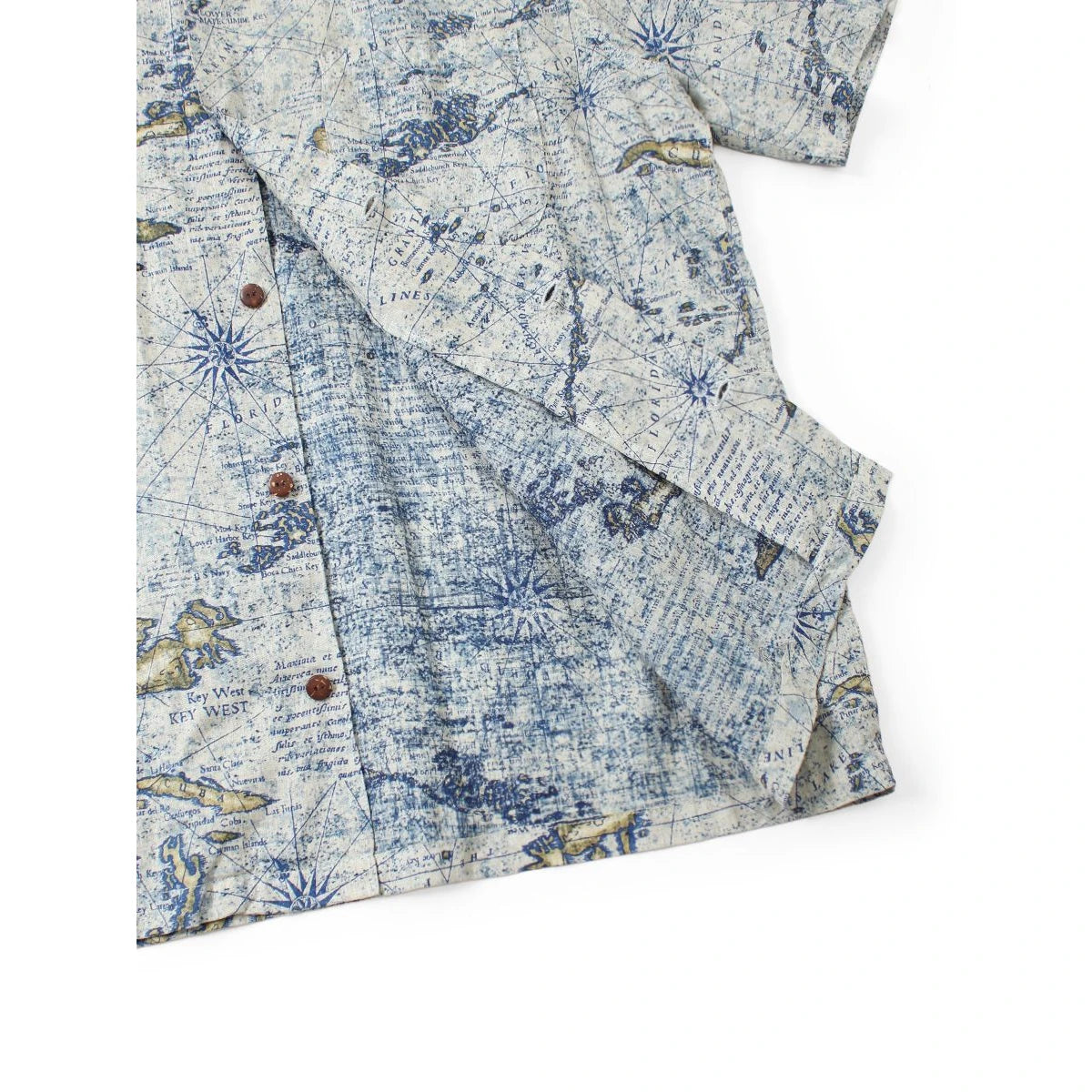 Kapital French Cross Linen Open Collar Shirt (Key West Discharge Print)