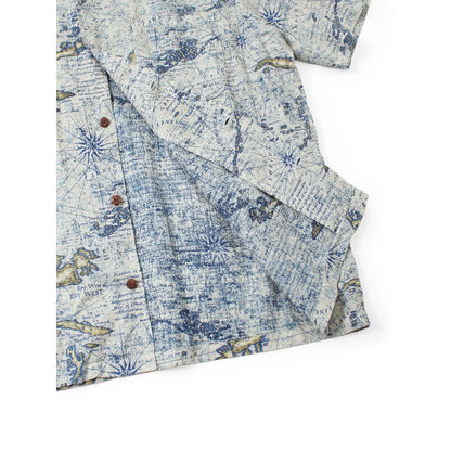 Kapital French Cross Linen Open Collar Shirt (Key West Discharge Print)