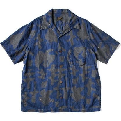 Kapital French Cross Linen Guiding Light Crow Discharge Print Aloha Shirt