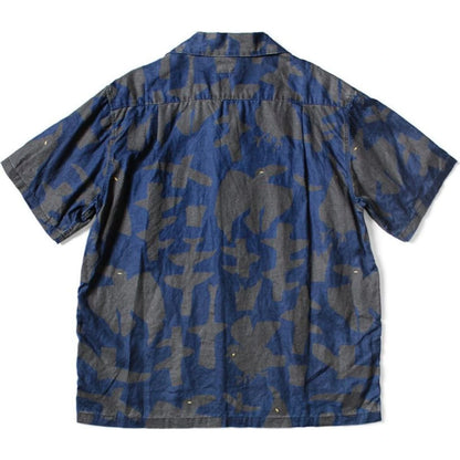 Kapital French Cross Linen Guiding Light Crow Discharge Print Aloha Shirt