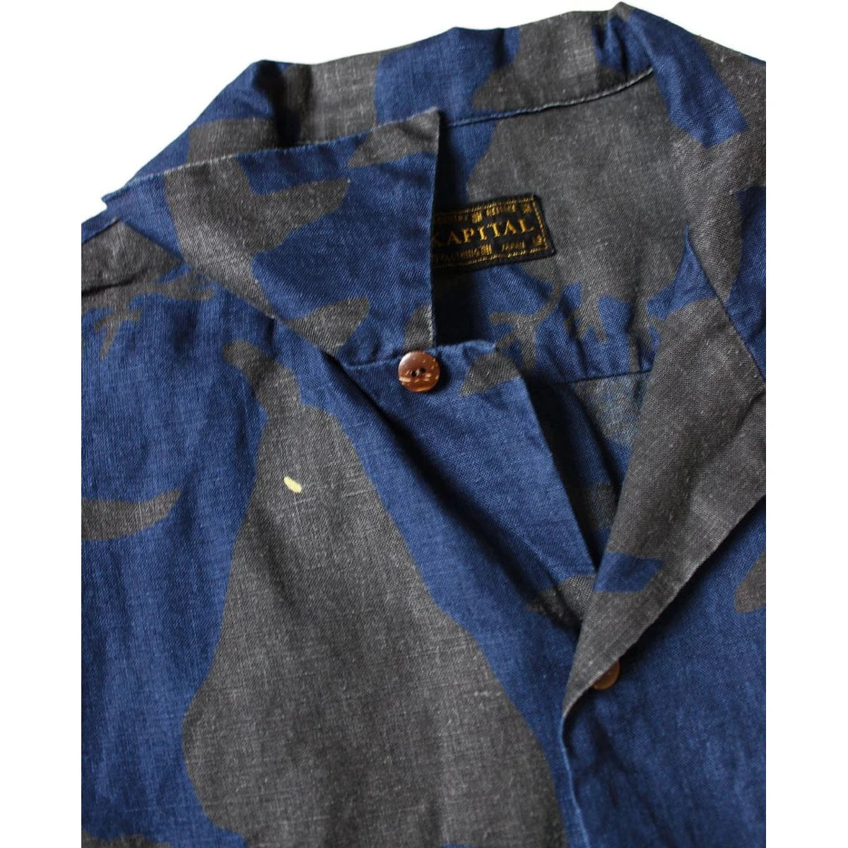 Kapital French Cross Linen Guiding Light Crow Discharge Print Aloha Shirt