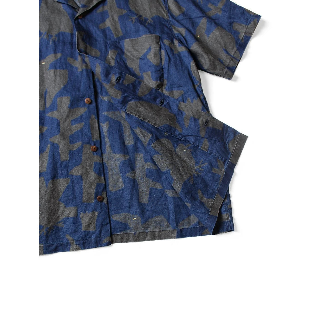 Kapital French Cross Linen Guiding Light Crow Discharge Print Aloha Shirt