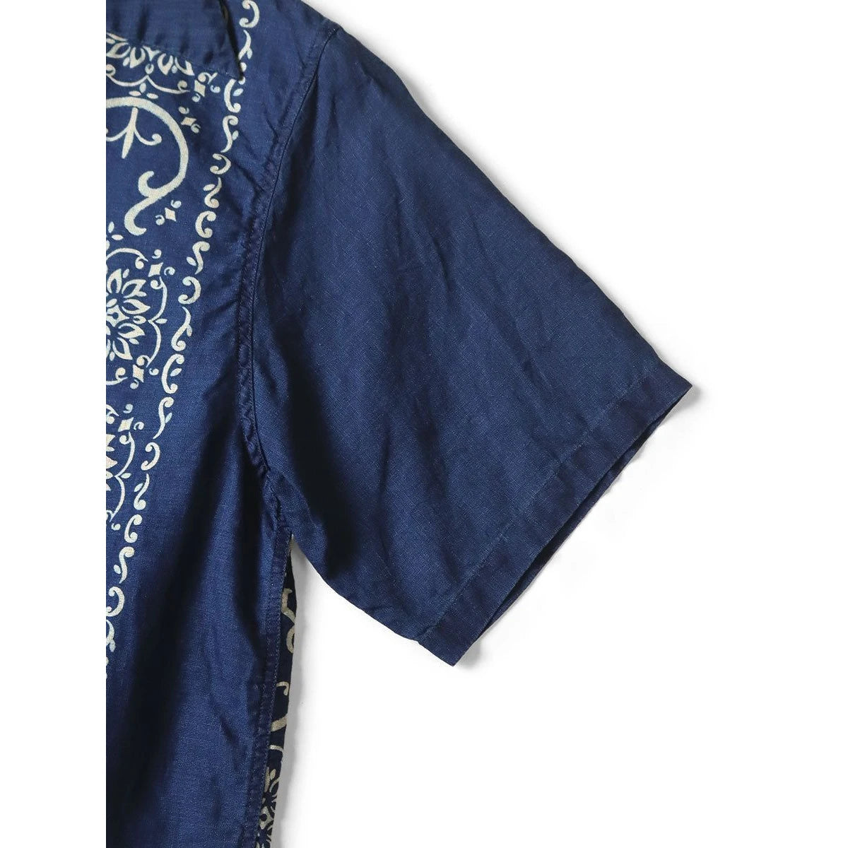 Kapital French Cross Linen Havana Naja Pattern Wrangle Collar Cuban Shirt (Short Sleeve)