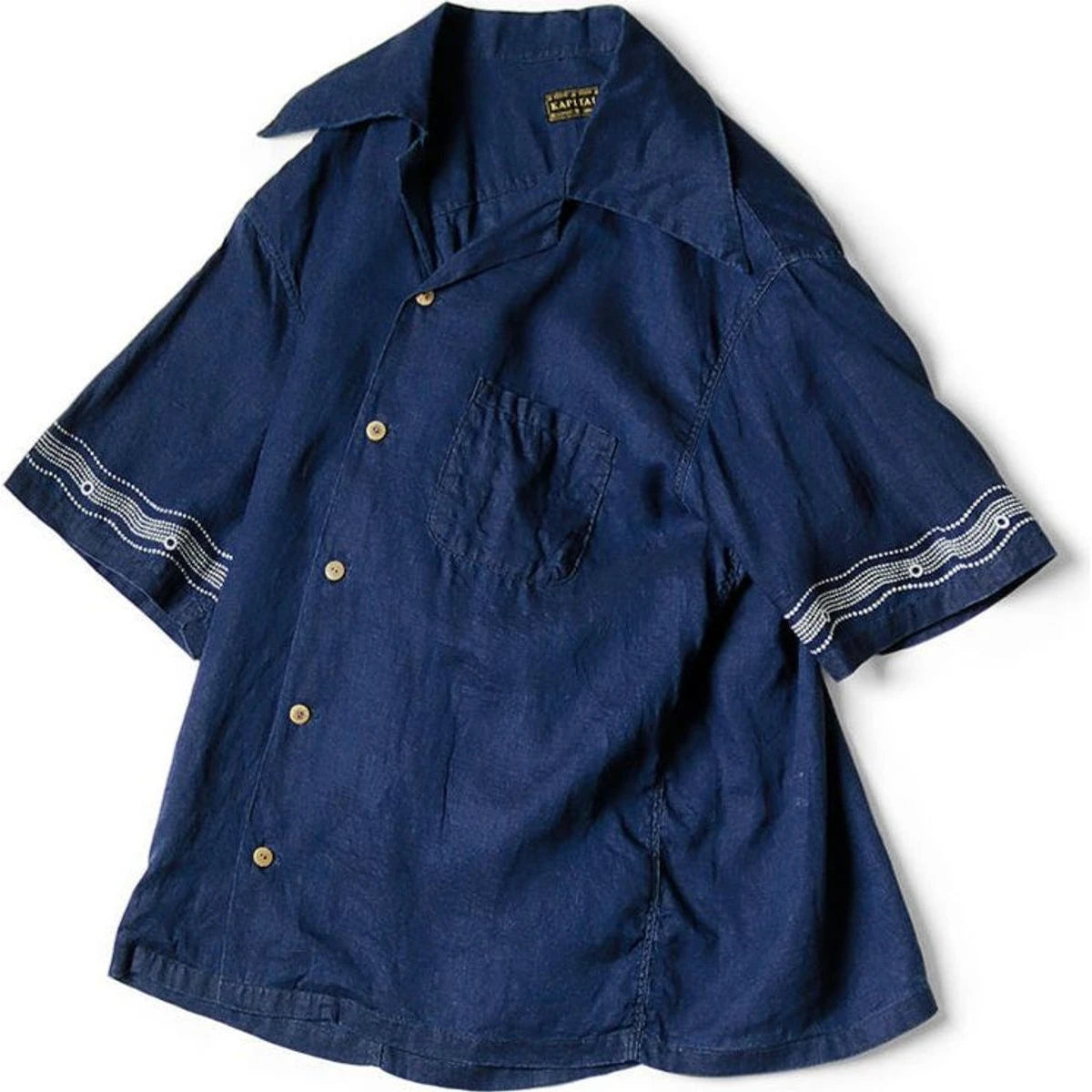 Kapital French Cross Linen Wrangle Collar Aloha Shirt (Souffle Crest Print)