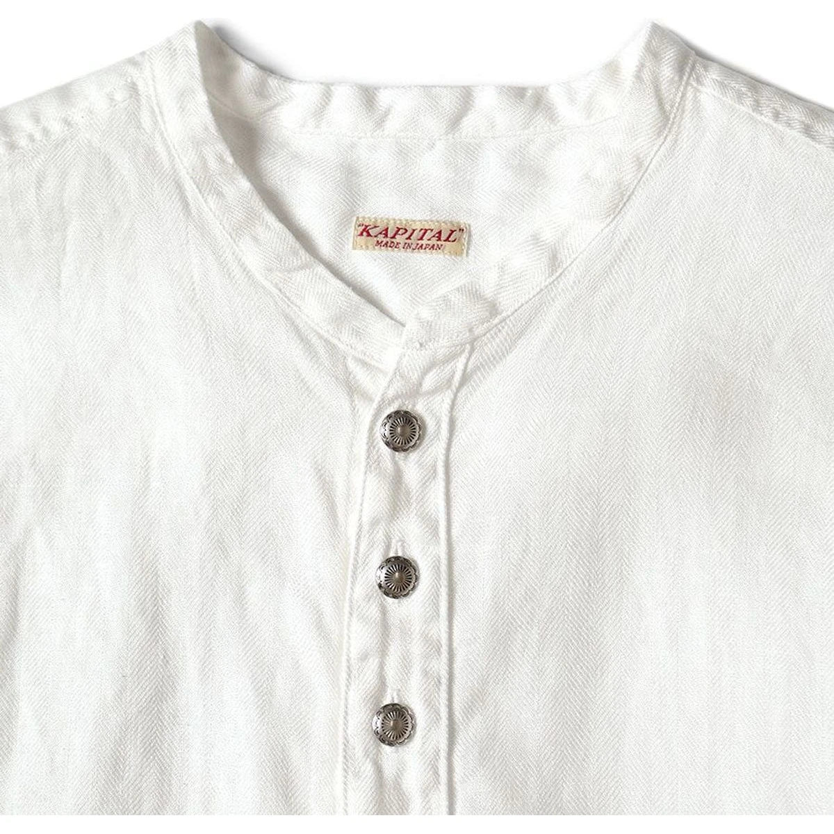 Kapital Gauze Linen Herringbone Stand Penny Shirt