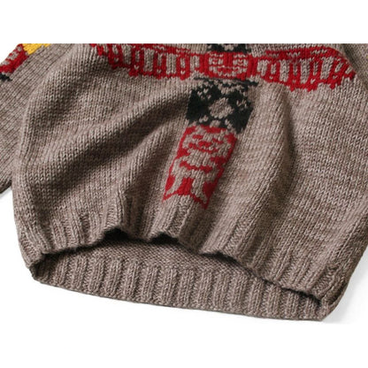 Kapital Hand Knit Peckish Totem Pole Couchin Crew Sweater