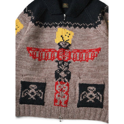 Kapital Hand Knit Peckish Totem Pole Zip Cardigan