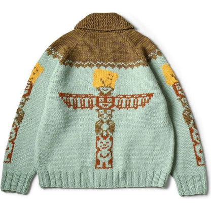 Kapital Hand Knit Peckish Totem Pole Zip Cardigan