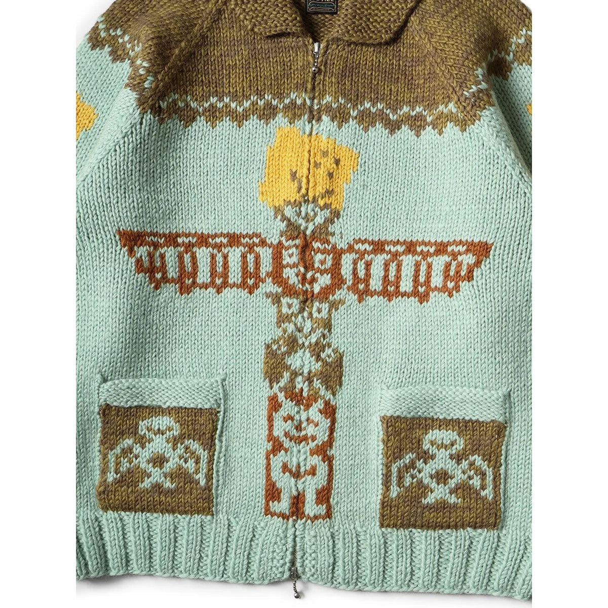 Kapital Hand Knit Peckish Totem Pole Zip Cardigan