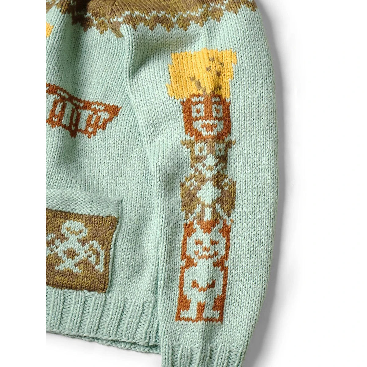 Kapital Hand Knit Peckish Totem Pole Zip Cardigan