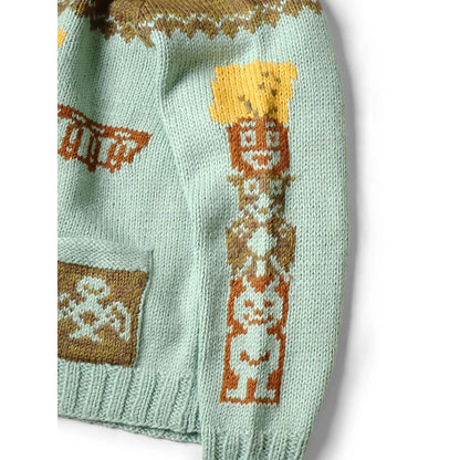 Kapital Hand Knit Peckish Totem Pole Zip Cardigan